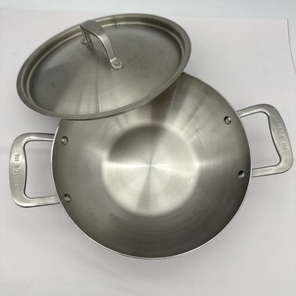Made In 2 PIECE Stainless Clad Kadai With Lid Stainless Steel New